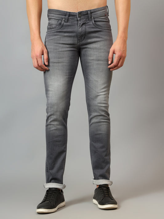 Denim Jeans for Men l Breathable & Soft with Color Fastness Ultra Narrow Fit Cotton Fabric Solid Pattern Button Closure