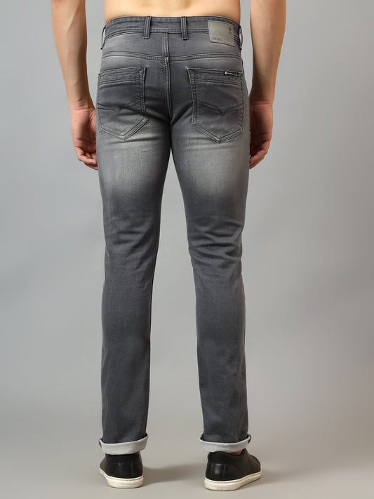 Denim Jeans for Men l Breathable & Soft with Color Fastness Ultra Narrow Fit Cotton Fabric Solid Pattern Button Closure