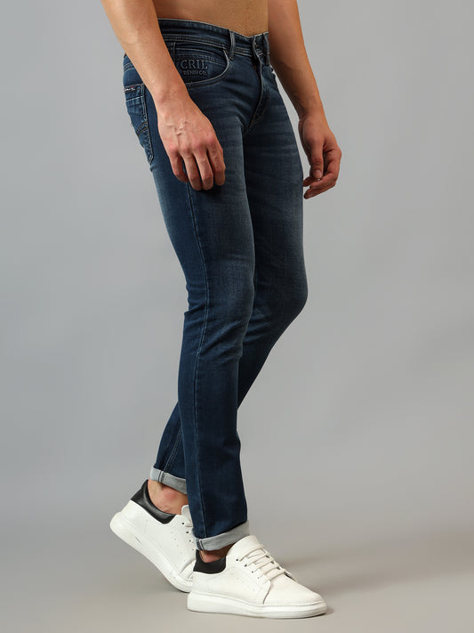 Denim Jeans for Men l Breathable & Soft with Color Fastness Ultra Narrow Fit Cotton Fabric Solid Pattern Button Closure