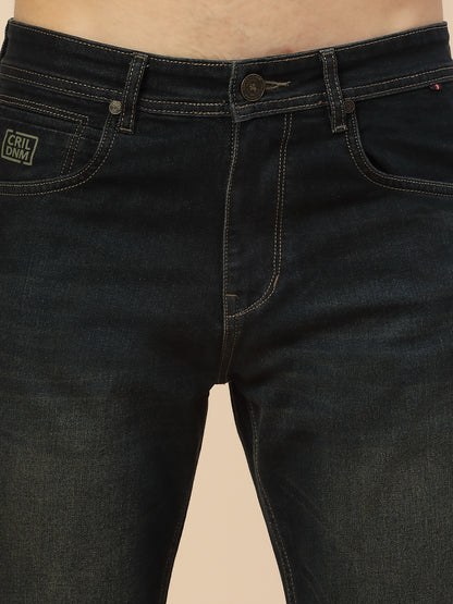 Denim Jeans for Men | Breathable & Soft with Color Fastness Straight Fit Poly Cotton Fabric Solid Pattern Button Closure