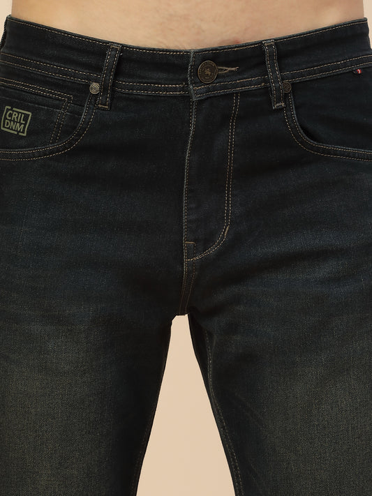 Denim Jeans for Men | Breathable & Soft with Color Fastness Straight Fit Poly Cotton Fabric Solid Pattern Button Closure