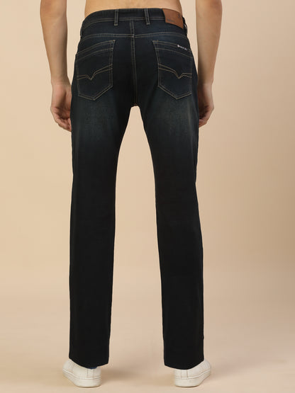 Denim Jeans for Men | Breathable & Soft with Color Fastness Straight Fit Poly Cotton Fabric Solid Pattern Button Closure