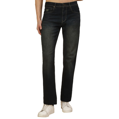 Denim Jeans for Men | Breathable & Soft with Color Fastness Straight Fit Poly Cotton Fabric Solid Pattern Button Closure