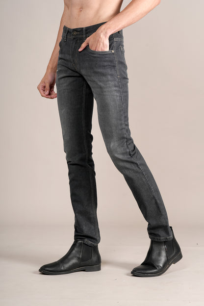 Denim Jeans for Men l Breathable & Soft with Color Fastness Ultra Narrow Fit Cotton Fabric Solid Pattern Button Closure