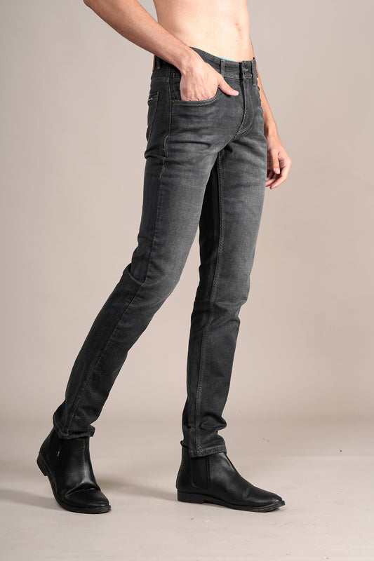 Denim Jeans for Men l Breathable & Soft with Color Fastness Ultra Narrow Fit Cotton Fabric Solid Pattern Button Closure