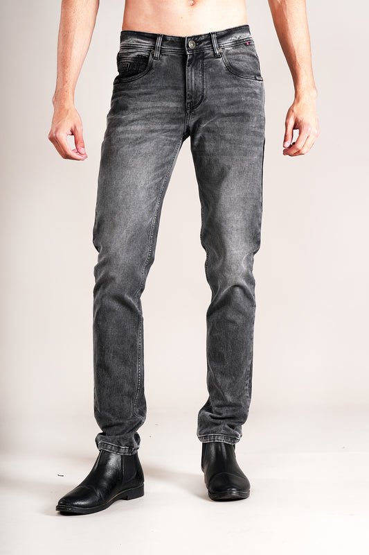 Denim Jeans for Men l Breathable & Soft with Color Fastness Ultra Narrow Fit Cotton Fabric Solid Pattern Button Closure