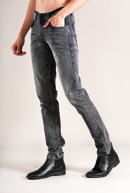 Denim Jeans for Men l Breathable & Soft with Color Fastness Ultra Narrow Fit Cotton Fabric Solid Pattern Button Closure
