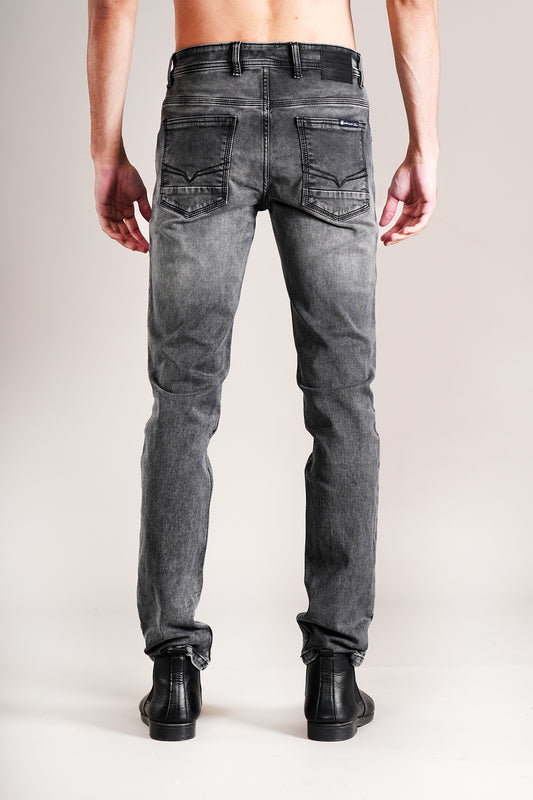 Denim Jeans for Men l Breathable & Soft with Color Fastness Ultra Narrow Fit Cotton Fabric Solid Pattern Button Closure