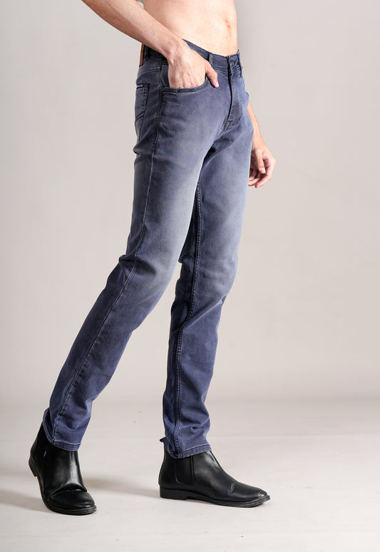 Denim Jeans for Men l Breathable & Soft with Color Fastness Ultra Narrow Fit Cotton Fabric Solid Pattern Button Closure