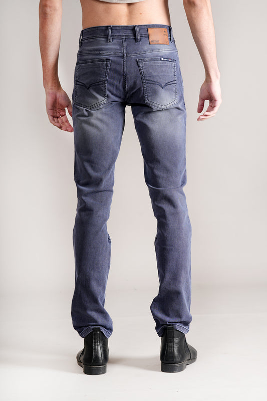 Denim Jeans for Men l Breathable & Soft with Color Fastness Ultra Narrow Fit Cotton Fabric Solid Pattern Button Closure