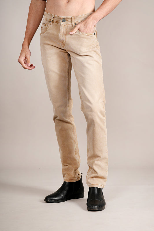 Denim Jeans for Men l Breathable & Soft with Color Fastness Ultra Narrow Fit Cotton Fabric Solid Pattern Button Closure