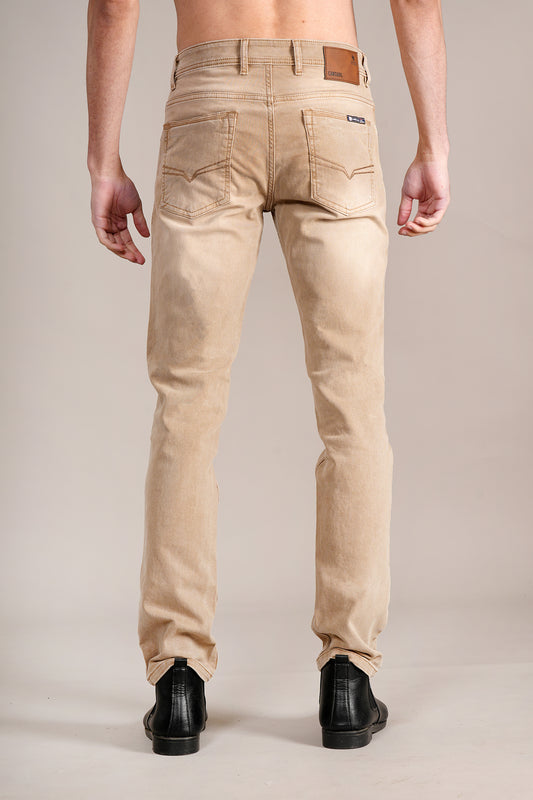 Denim Jeans for Men l Breathable & Soft with Color Fastness Ultra Narrow Fit Cotton Fabric Solid Pattern Button Closure