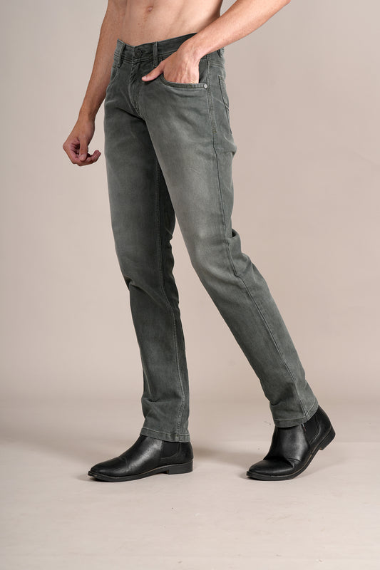 Denim Jeans for Men l Breathable & Soft with Color Fastness Ultra Narrow Fit Cotton Fabric Solid Pattern Button Closure