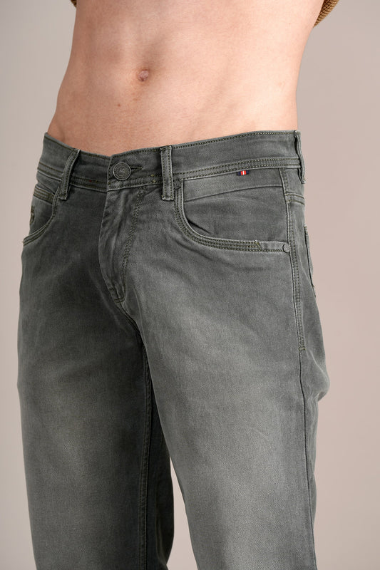 Denim Jeans for Men l Breathable & Soft with Color Fastness Ultra Narrow Fit Cotton Fabric Solid Pattern Button Closure