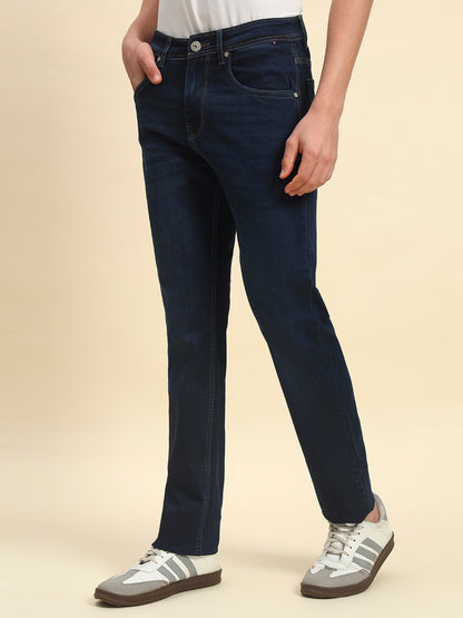 Denim Jeans for Men | Breathable & Soft with Color Fastness Straight Fit Poly Cotton Fabric Solid Pattern Button Closure