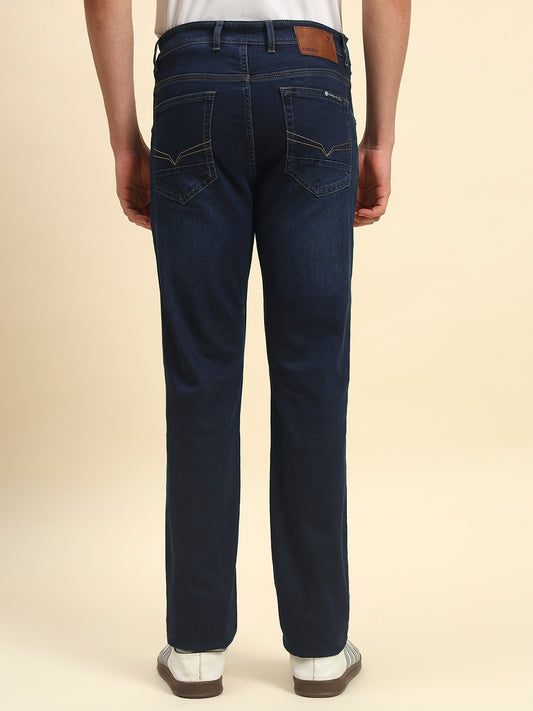 Denim Jeans for Men | Breathable & Soft with Color Fastness Straight Fit Poly Cotton Fabric Solid Pattern Button Closure