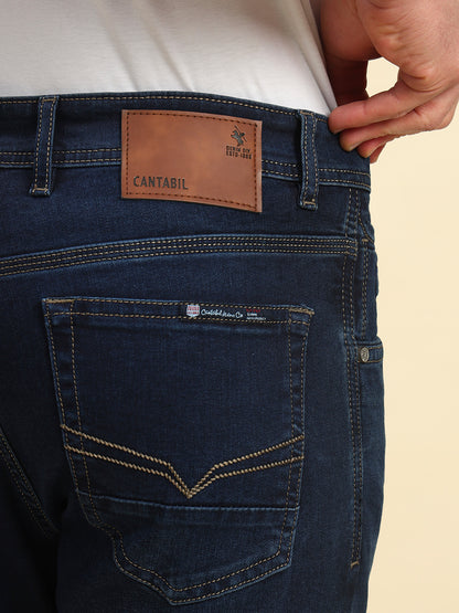 Denim Jeans for Men | Breathable & Soft with Color Fastness Straight Fit Poly Cotton Fabric Solid Pattern Button Closure