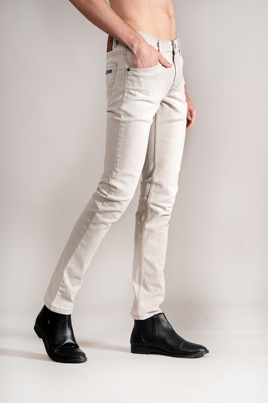 Denim Jeans for Men l Breathable & Soft with Color Fastness Ultra Narrow Fit Cotton Fabric Solid Pattern Button Closure