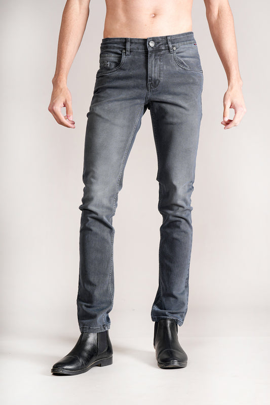 Denim Jeans for Men l Breathable & Soft with Color Fastness Ultra Narrow Fit Cotton Fabric Solid Pattern Button Closure