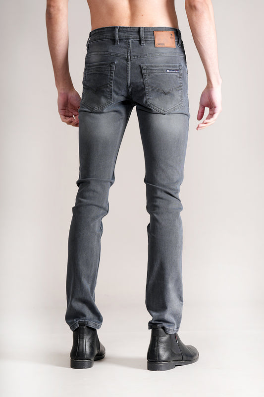 Denim Jeans for Men l Breathable & Soft with Color Fastness Ultra Narrow Fit Cotton Fabric Solid Pattern Button Closure