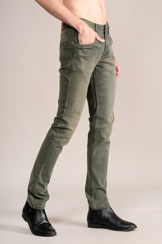 Denim Jeans for Men l Breathable & Soft with Color Fastness Ultra Narrow Fit Cotton Fabric Solid Pattern Button Closure