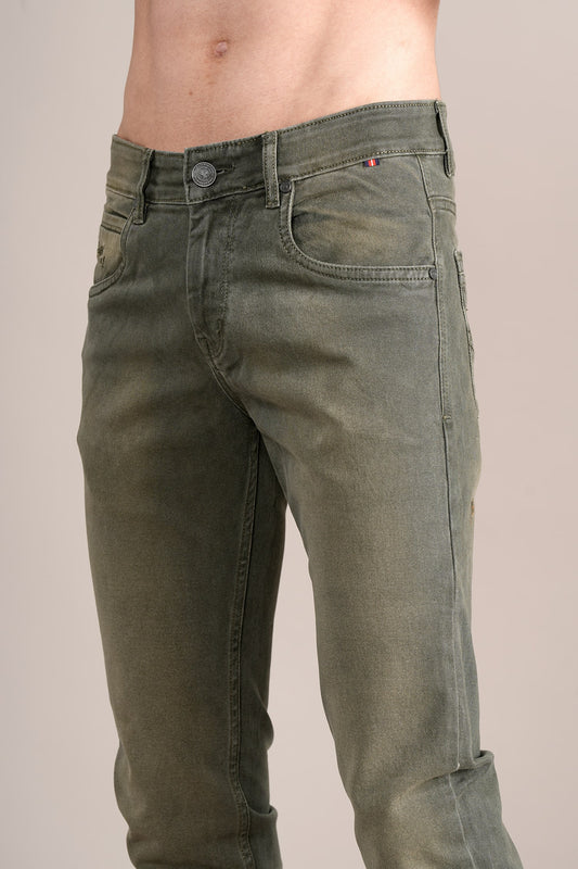 Denim Jeans for Men l Breathable & Soft with Color Fastness Ultra Narrow Fit Cotton Fabric Solid Pattern Button Closure