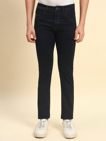 Denim Jeans for Men | Breathable & Soft with Color Fastness Straight Fit Poly Cotton Fabric Solid Pattern Button Closure