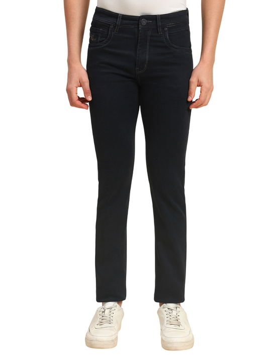 Denim Jeans for Men | Breathable & Soft with Color Fastness Straight Fit Poly Cotton Fabric Solid Pattern Button Closure