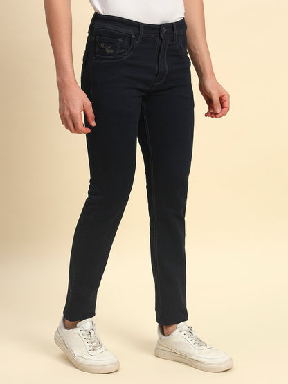 Denim Jeans for Men | Breathable & Soft with Color Fastness Straight Fit Poly Cotton Fabric Solid Pattern Button Closure