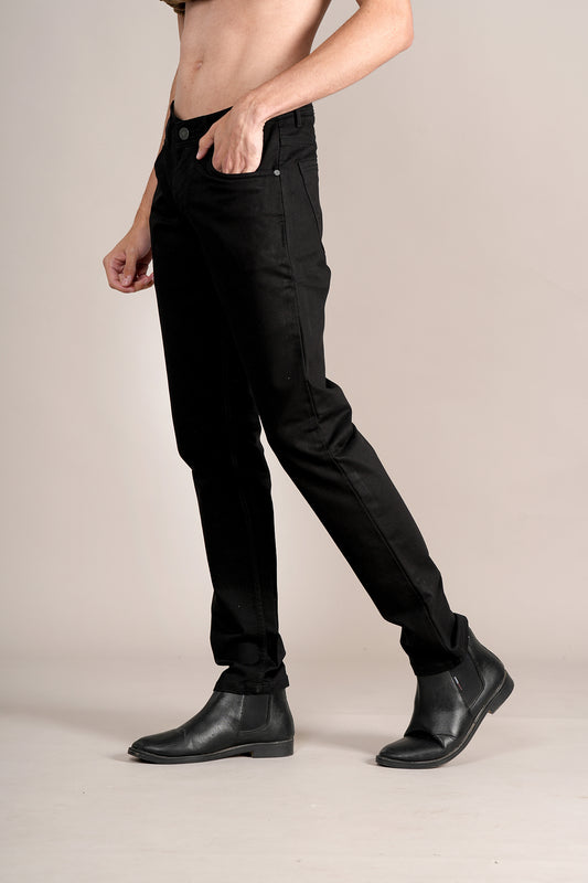 Denim Jeans for Men l Breathable & Soft with Color Fastness Ultra Narrow Fit Cotton Fabric Solid Pattern Button Closure