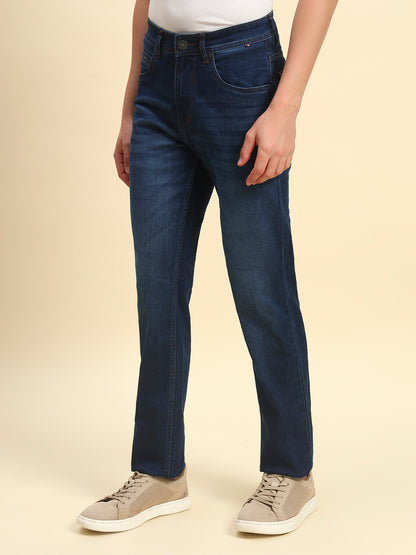 Denim Jeans for Men | Breathable & Soft with Color Fastness Straight Fit Poly Cotton Fabric Solid Pattern Button Closure