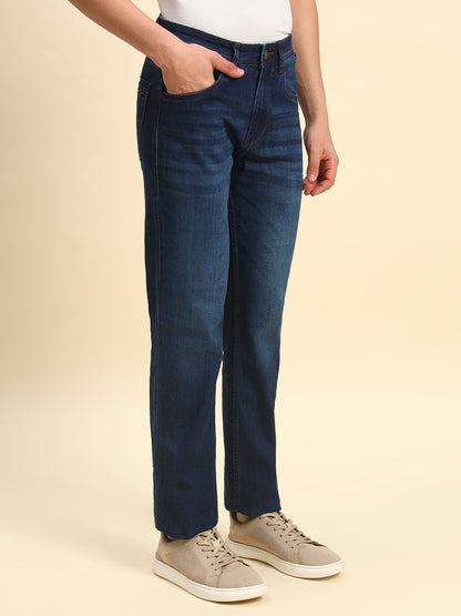 Denim Jeans for Men | Breathable & Soft with Color Fastness Straight Fit Poly Cotton Fabric Solid Pattern Button Closure