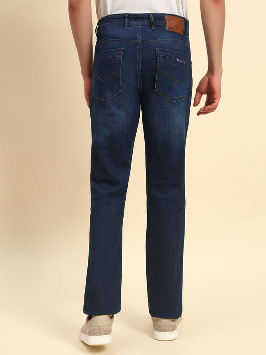 Denim Jeans for Men | Breathable & Soft with Color Fastness Straight Fit Poly Cotton Fabric Solid Pattern Button Closure