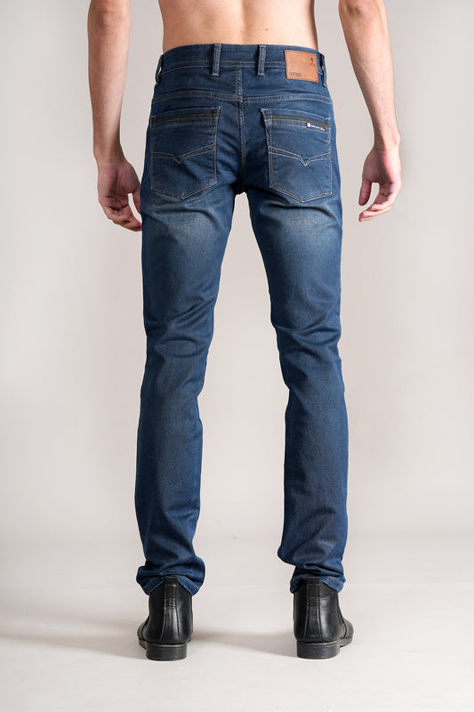 Denim Jeans for Men l Breathable & Soft with Color Fastness Ultra Narrow Fit Cotton Fabric Solid Pattern Button Closure