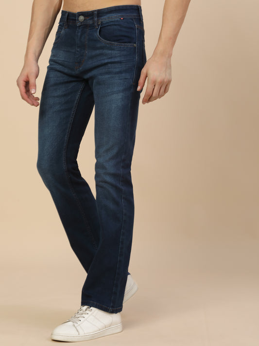 Denim Jeans for Men | Breathable & Soft with Color Fastness Straight Fit Poly Cotton Fabric Solid Pattern Button Closure