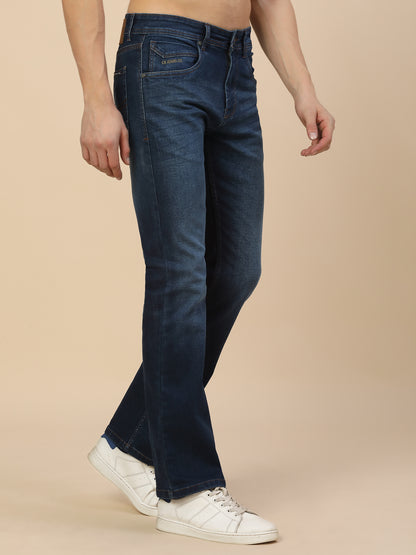 Denim Jeans for Men | Breathable & Soft with Color Fastness Straight Fit Poly Cotton Fabric Solid Pattern Button Closure