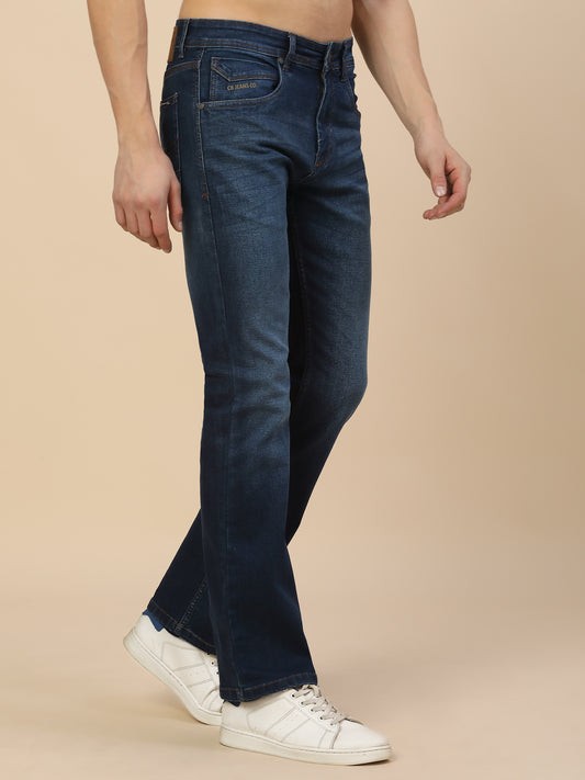 Denim Jeans for Men | Breathable & Soft with Color Fastness Straight Fit Poly Cotton Fabric Solid Pattern Button Closure