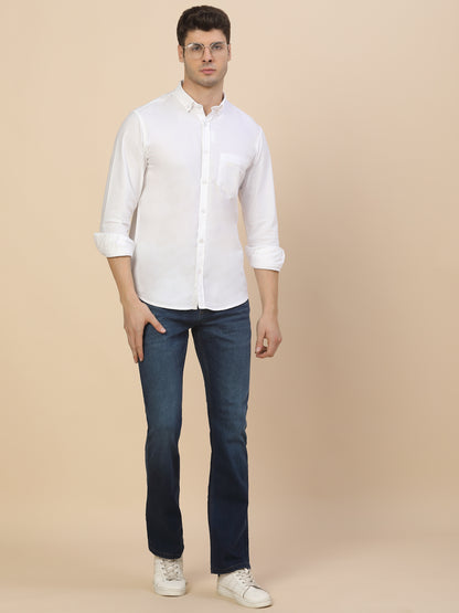 Denim Jeans for Men | Breathable & Soft with Color Fastness Straight Fit Poly Cotton Fabric Solid Pattern Button Closure