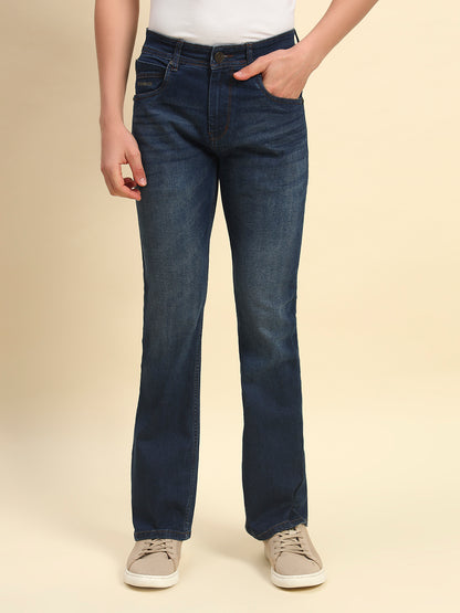 Denim Jeans for Men | Breathable & Soft with Color Fastness Straight Fit Poly Cotton Fabric Solid Pattern Button Closure