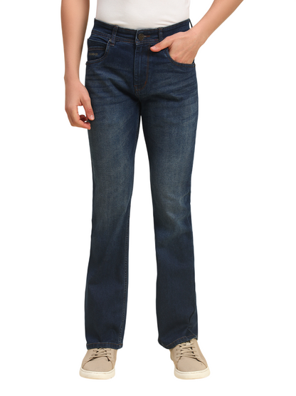 Denim Jeans for Men | Breathable & Soft with Color Fastness Straight Fit Poly Cotton Fabric Solid Pattern Button Closure