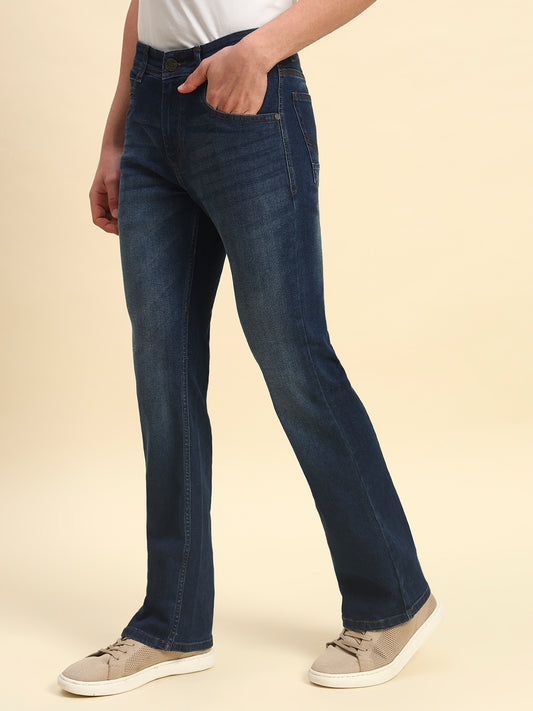 Denim Jeans for Men | Breathable & Soft with Color Fastness Straight Fit Poly Cotton Fabric Solid Pattern Button Closure