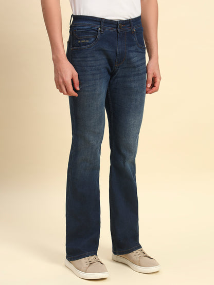 Denim Jeans for Men | Breathable & Soft with Color Fastness Straight Fit Poly Cotton Fabric Solid Pattern Button Closure