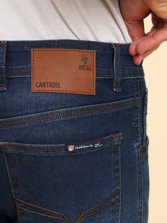 Denim Jeans for Men | Breathable & Soft with Color Fastness Straight Fit Poly Cotton Fabric Solid Pattern Button Closure