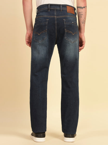 Denim Jeans for Men | Breathable & Soft with Color Fastness Straight Fit Cotton Blend Fabric Solid Pattern Button Closure