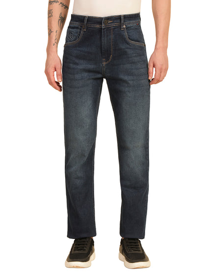 Denim Jeans for Men | Breathable & Soft with Color Fastness Straight Fit Cotton Blend Fabric Solid Pattern Button Closure