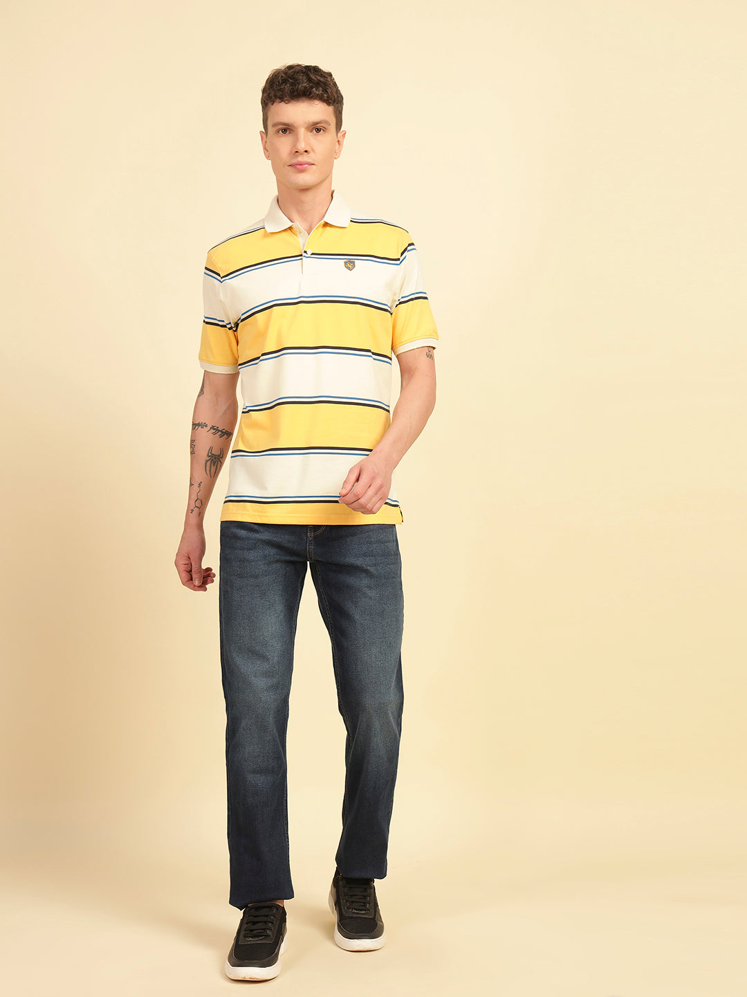 Denim Jeans for Men Breathable Soft with Color Fastness Straight Fit Cotton Blend Fabric Solid Pattern Button Closure