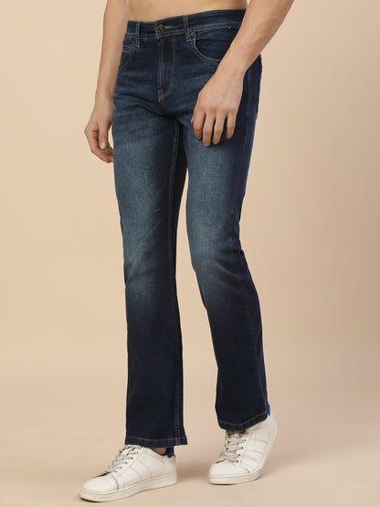 Denim Jeans for Men | Breathable & Soft with Color Fastness Straight Fit Poly Cotton Fabric Solid Pattern Button Closure