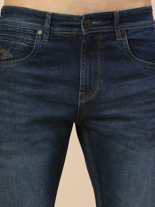 Denim Jeans for Men | Breathable & Soft with Color Fastness Straight Fit Poly Cotton Fabric Solid Pattern Button Closure