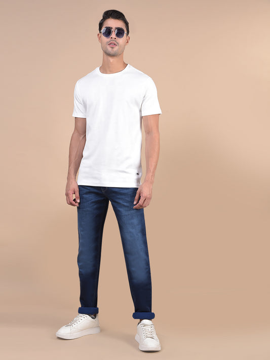Denim Jeans for Men l Breathable & Soft with Color Fastness Ultra Narrow Fit Cotton Fabric Solid Pattern Button Closure