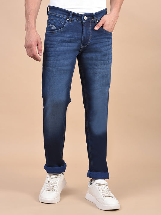 Denim Jeans for Men l Breathable & Soft with Color Fastness Ultra Narrow Fit Cotton Fabric Solid Pattern Button Closure